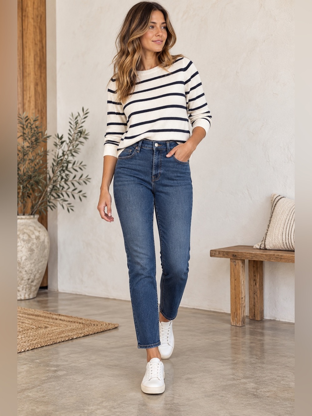 Everlane High Rise Cigarette Jeans 27 Slim Straight Stretch Denim Blue